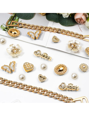 24 Piezas Encantos Brillantes para Zapatos WAQYGZO - Decoración DIY