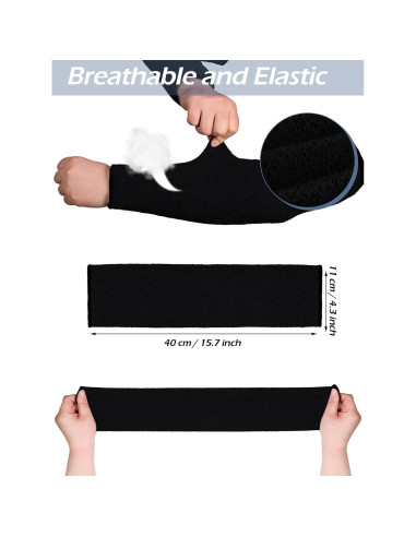 Geyoga 2 Pares Mangas Protectores de Brazo Unisex 22 cm Negro