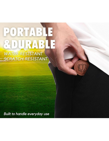 Marcadores de Pelotas de Golf CybGene - Set de 2 Cuero Marrón