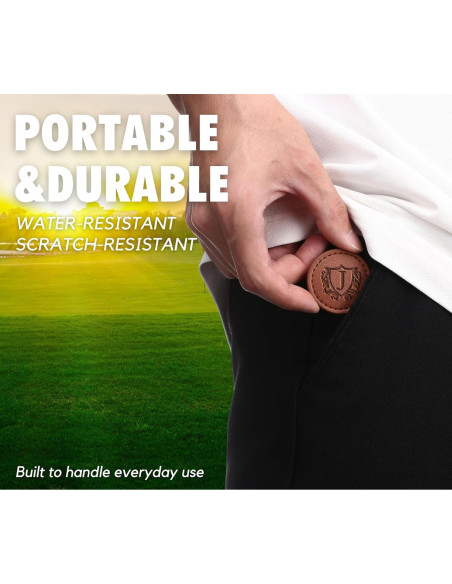 Marcadores de Pelotas de Golf CybGene - Set de 2 Cuero Marrón