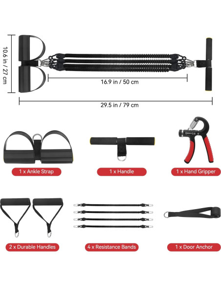 Banda de Resistencia con Pedal Vonlarka 2025 - 4 Tubos Ajustables