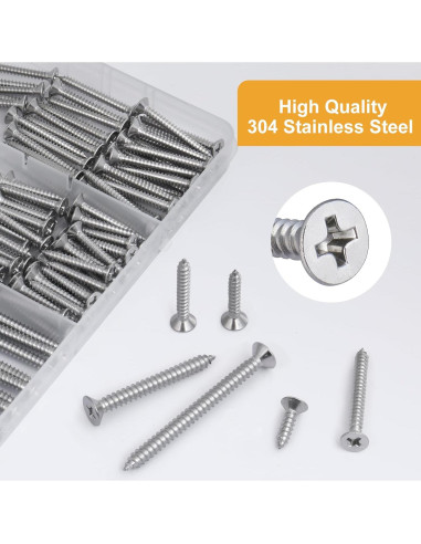 Kit de Tornillos de Madera VGBUY 210 Piezas Acero Inoxidable