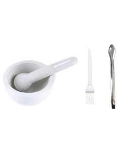 Juego de Mortero y Mano de Cerámica Yeehtech 80mm con Cepillo y Cuchara