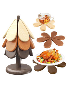 Trivetes de Madera Surmol en Forma de Árbol - 3 Piezas