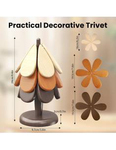 Trivetes de Madera Surmol en Forma de Árbol - 3 Piezas 2