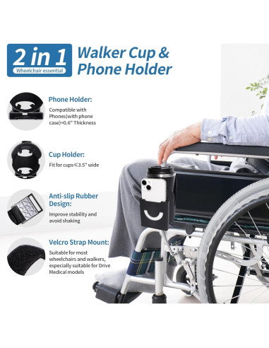Soporte para Taza y Teléfono Joxodak para Silla de Ruedas