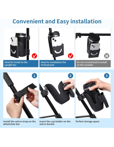 Soporte para Taza y Teléfono Joxodak para Silla de Ruedas