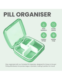Organizador de Pastillas Memosan Portátil 4 Compartimentos Verde 2