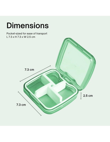 Organizador de Pastillas Memosan Portátil 4 Compartimentos Verde