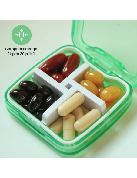 Organizador de Pastillas Memosan Portátil 4 Compartimentos Verde