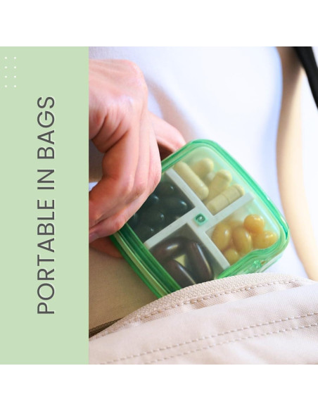 Organizador de Pastillas Memosan Portátil 4 Compartimentos Verde