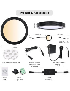Kit de 6 luces LED Puck BLESSINGLUX, control APP y voz, 2700-6000K 2