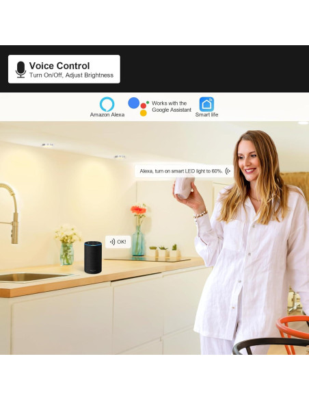 Kit de 6 luces LED Puck BLESSINGLUX, control APP y voz, 2700-6000K