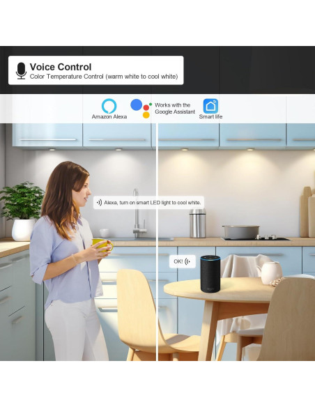 Kit de 6 luces LED Puck BLESSINGLUX, control APP y voz, 2700-6000K