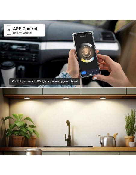 Kit de 6 luces LED Puck BLESSINGLUX, control APP y voz, 2700-6000K