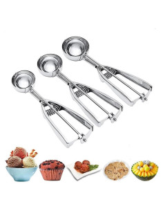 Juego de 3 cucharas de acero inoxidable HHXC - Helado y más
