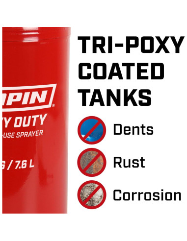 Pulverizador Chapin 1244 de 7.57L Tri-Poxy Rojo Profesional