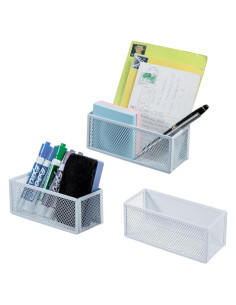 Cestas de Almacenamiento Magnéticas MyGift - Juego de 3 - Malla Blanca