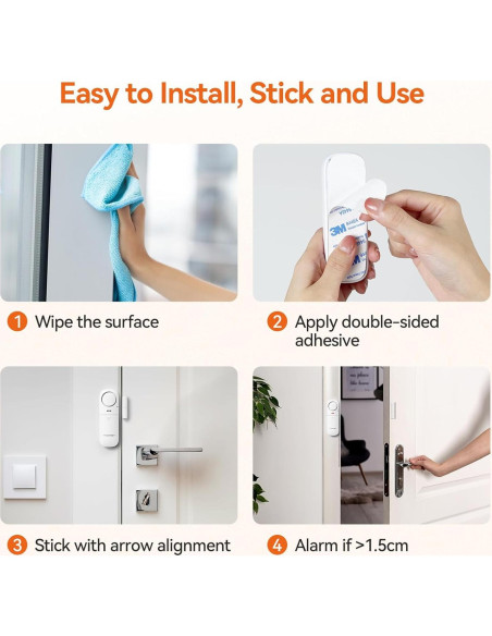 Sensor de Alarma TECKNET 2-Pack para Puertas y Ventanas