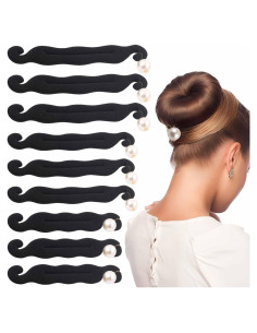 9 Piezas Creadores de Moño de Perlas Heogacinlia - Negro