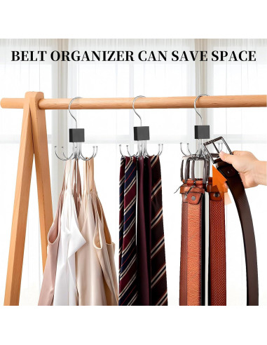 Organizador de Cinturones AYAWOW 2 Paquetes Metal Giratorio 360