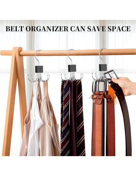 Organizador de Cinturones AYAWOW 2 Paquetes Metal Giratorio 360