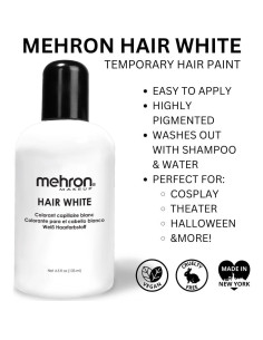 Tinte de Cabello Blanco Lavable Mehron 133 ml - Profesional 2