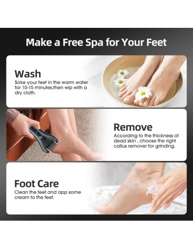 3 Cabezas de Rodillo de Reemplazo Crevauh para Pedicura