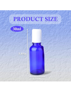 Botellas de vidrio azul 30ml ASTRAQLE 3PCS con rodillo 2