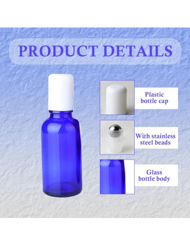 Botellas de vidrio azul 30ml ASTRAQLE 3PCS con rodillo