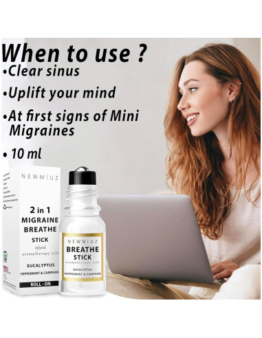 Roll On Aceite Esencial Breathe Easy New Miuz 10ml Menta Eucalipto