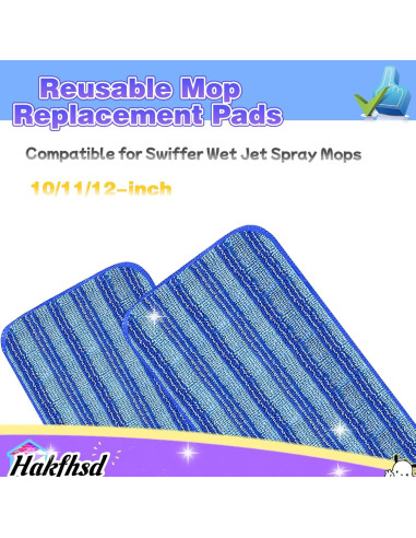 Paquete de 4 Almohadillas Reutilizables Hakfhsd para Swiffer Wet Jet 32x17cm