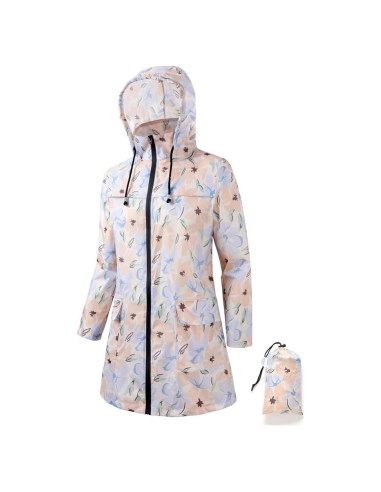 Chaqueta de Lluvia Impermeable para Mujeres - Azul Amarillo Flores