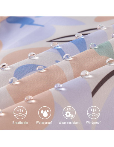 Chaqueta de Lluvia Impermeable para Mujeres - Azul Amarillo Flores