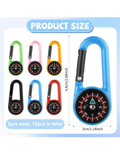 12 Llavero de Brújula Styquenzer Colorido para Camping 2