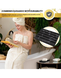 Plato de Jabón DAYONE de Mármol Negro Rectangular 13.34x10.16cm 2