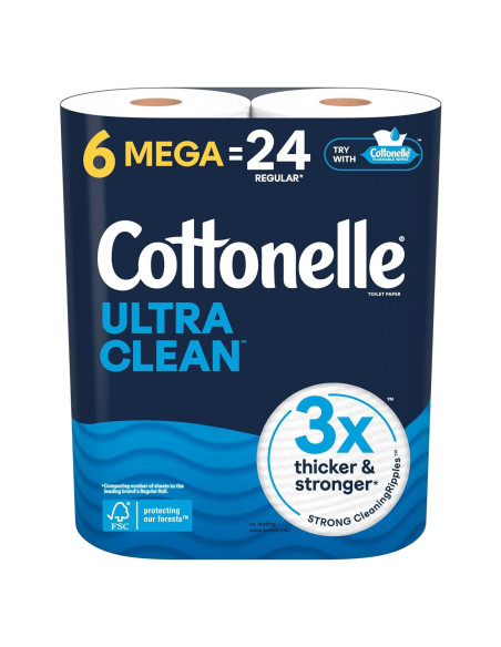 Papel Higiénico Cottonelle Ultra Clean Mega 6 Rollos 284 Hojas