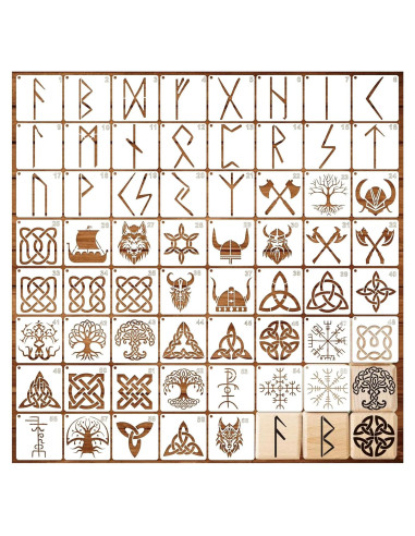 60 Plantillas de Runas para Pintar - YHSLMH - 7.62 cm