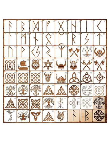 60 Plantillas de Runas para Pintar - YHSLMH - 7.62 cm