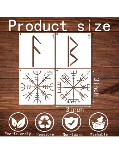 60 Plantillas de Runas para Pintar - YHSLMH - 7.62 cm