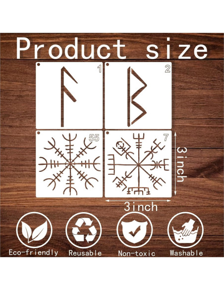60 Plantillas de Runas para Pintar - YHSLMH - 7.62 cm