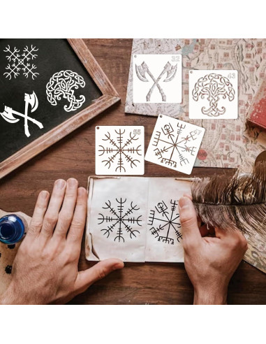 60 Plantillas de Runas para Pintar - YHSLMH - 7.62 cm