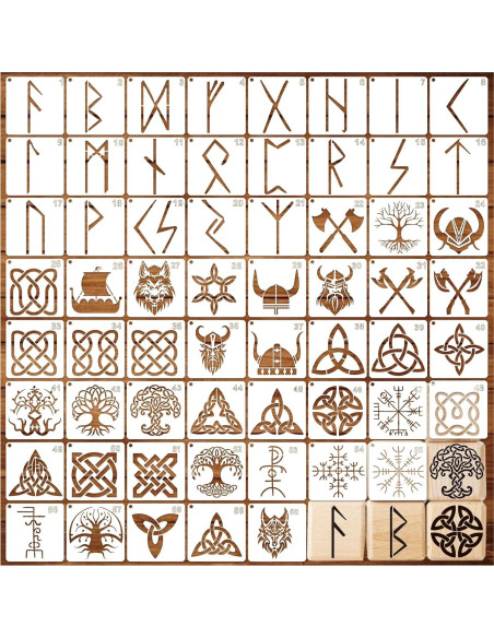 60 Plantillas de Runas para Pintar - YHSLMH - 7.62 cm