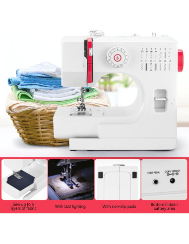 Máquina de Coser BUXFMHT 728 Mini Portátil 14 Patrones