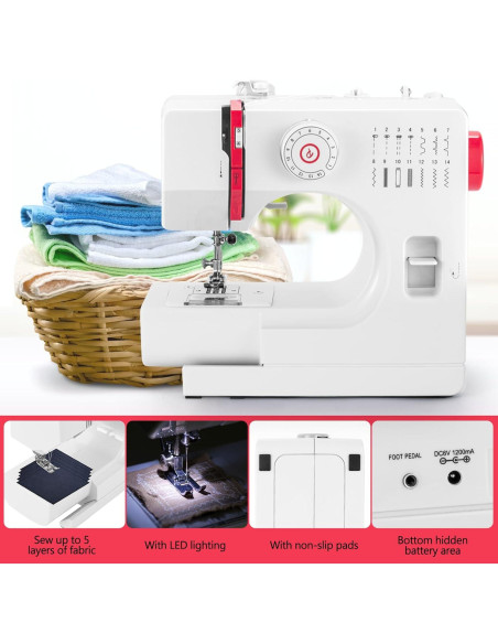 Máquina de Coser BUXFMHT 728 Mini Portátil 14 Patrones