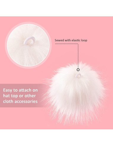 24 Pompones de Piel Sintética Blanca WILLBOND 8 cm DIY