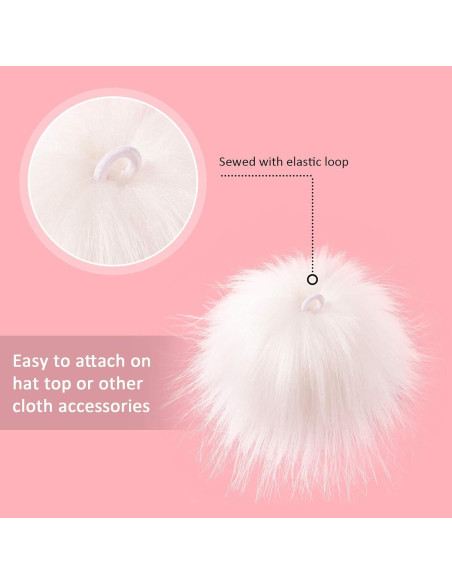 24 Pompones de Piel Sintética Blanca WILLBOND 8 cm DIY