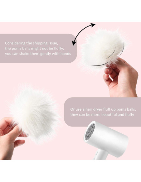 24 Pompones de Piel Sintética Blanca WILLBOND 8 cm DIY