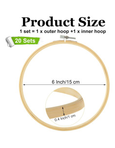 Aros de Bordado EATHEATY 20 Juegos 15 cm Bambú Ajustables 2
