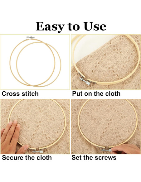 Aros de Bordado EATHEATY 20 Juegos 15 cm Bambú Ajustables